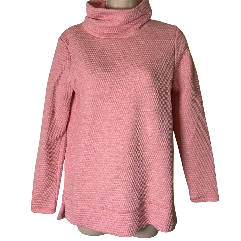 T by Talbots Pink Mockneck Pullover SP Bubble Jacquard Quilted Casual Activewear
